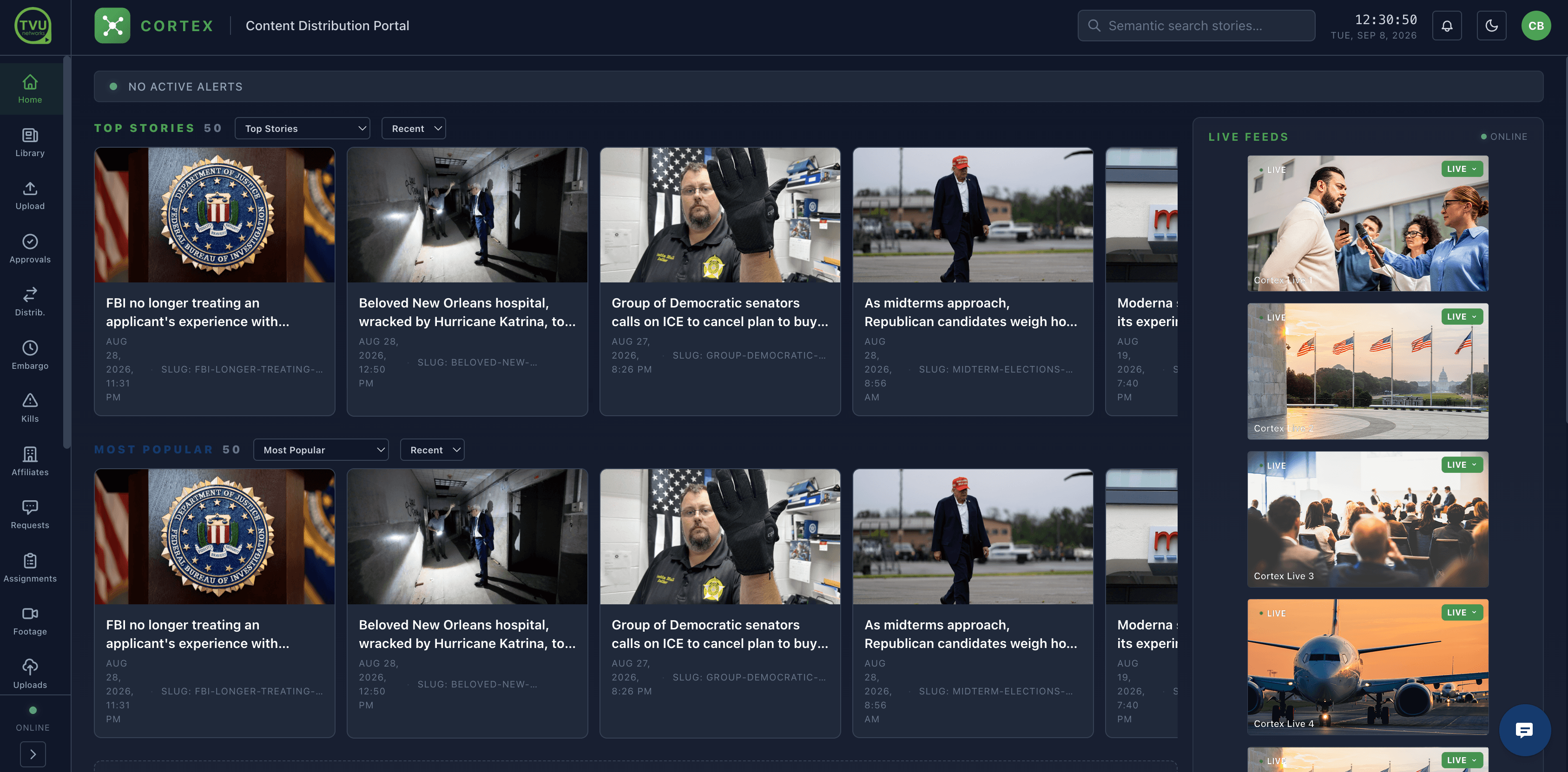 TVU Cortex unified content discovery interface