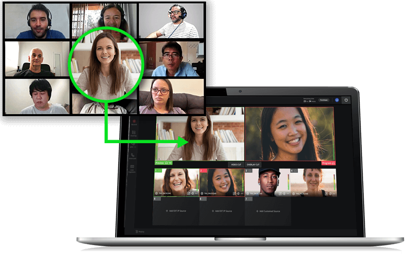 Live conferencing interaction and live feed video switcher