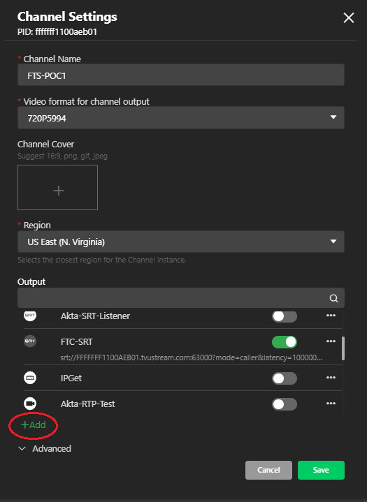 Channel Settings panel