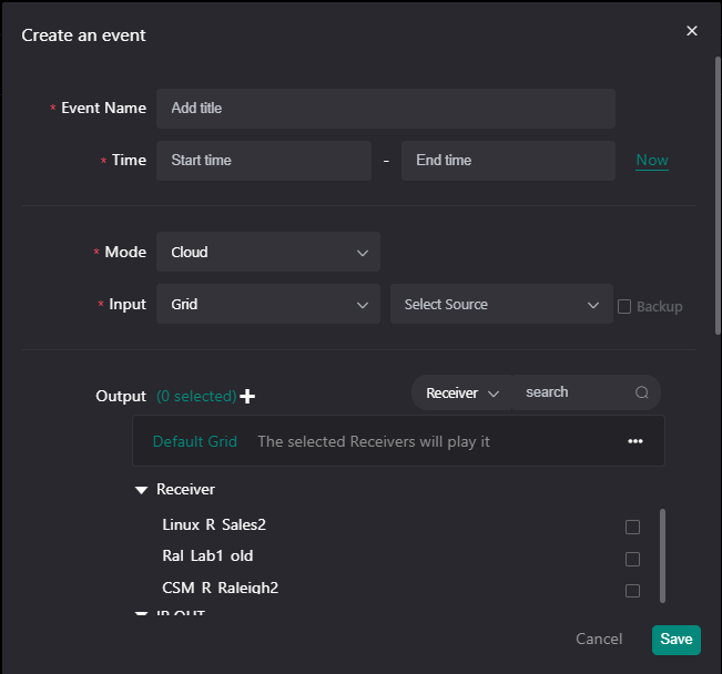 Create an event window