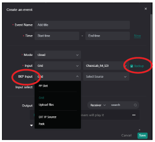 BKP Input selection main selection