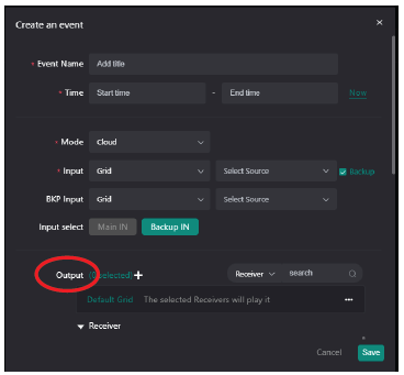 Backup event - Output