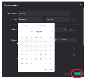 Schedule an event - Edit event start/end time
