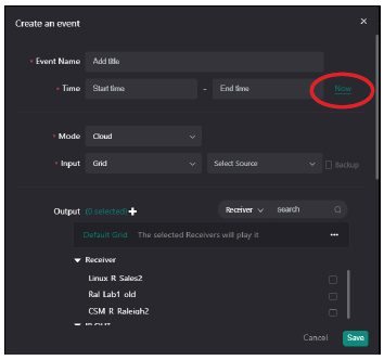Start now option