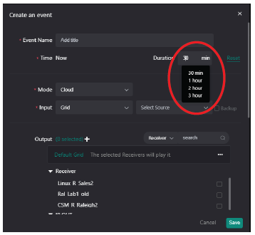 Time duration setting