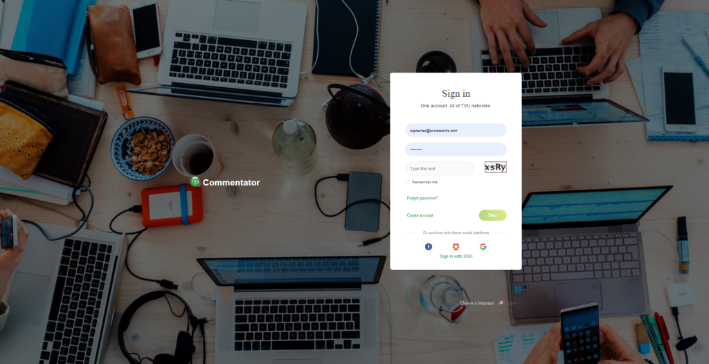 Remote Commentator landing page