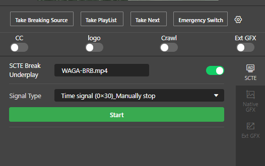 SCTE Break Underplay setting