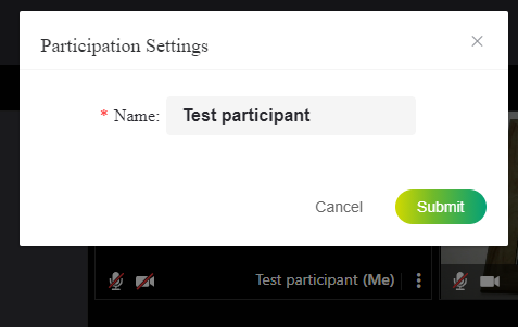 Participation settings window