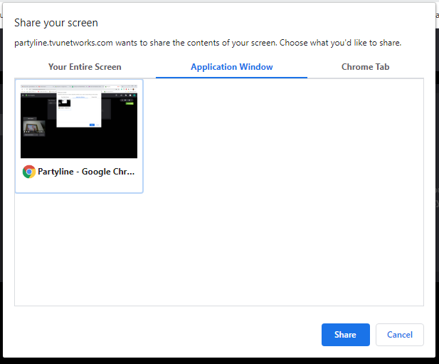 TVU Partyline- Desktop share feature