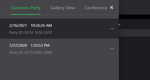 Common Party,Gallery view, and Conference tabs