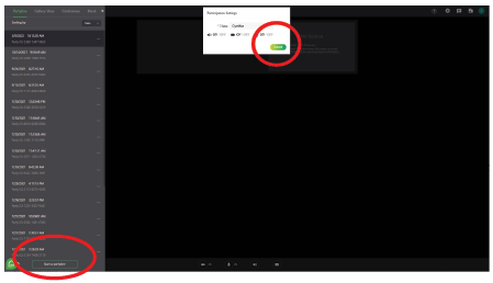 Partyline web interface settings
