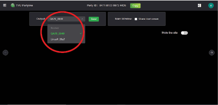 Receiver selection - Output menu