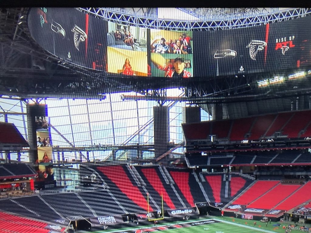 Receiver output projected on to stadium screen