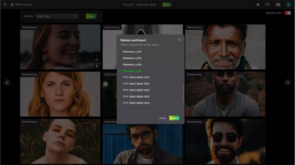 Replace participant menu