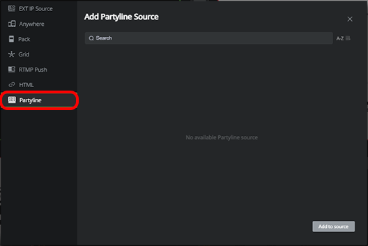 Partyline source window