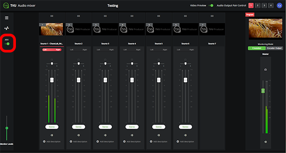 Advanced Audio Mixer AFV toggle