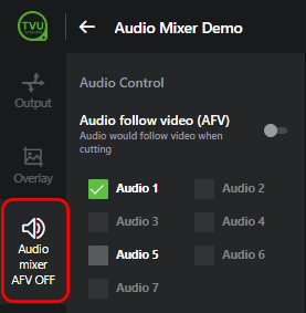Audio Mixer tab -AVF OFF