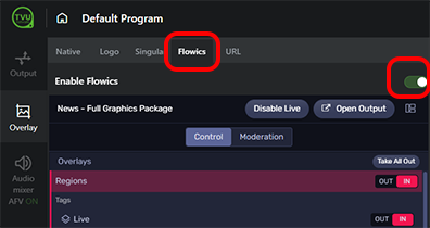 Flowics overlay panel - Flowics interface