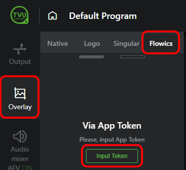 Flowics overlay panel - Input Token