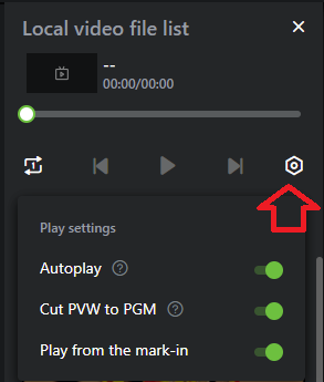 Play settings cog