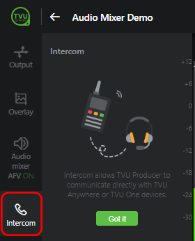 Producer Intercom tab