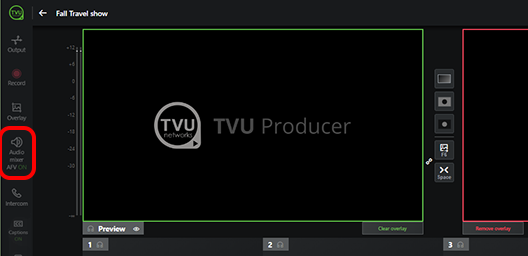 Producer interface Audio Mixer tab