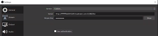 RTMP device center window