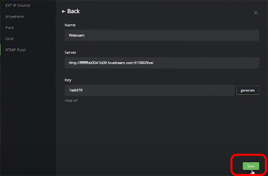 RTMP info window