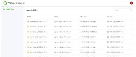 Recorded files - TVU Recording Service