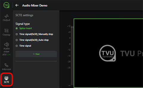 SCTE settings menu