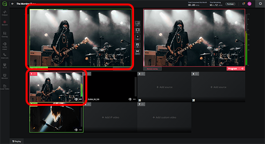Selecting and adding a source to the preview window