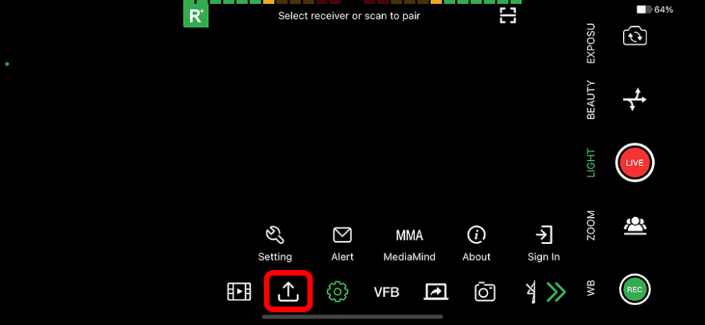 TVU Anywhere Advanced Operating Menu - Upload icon