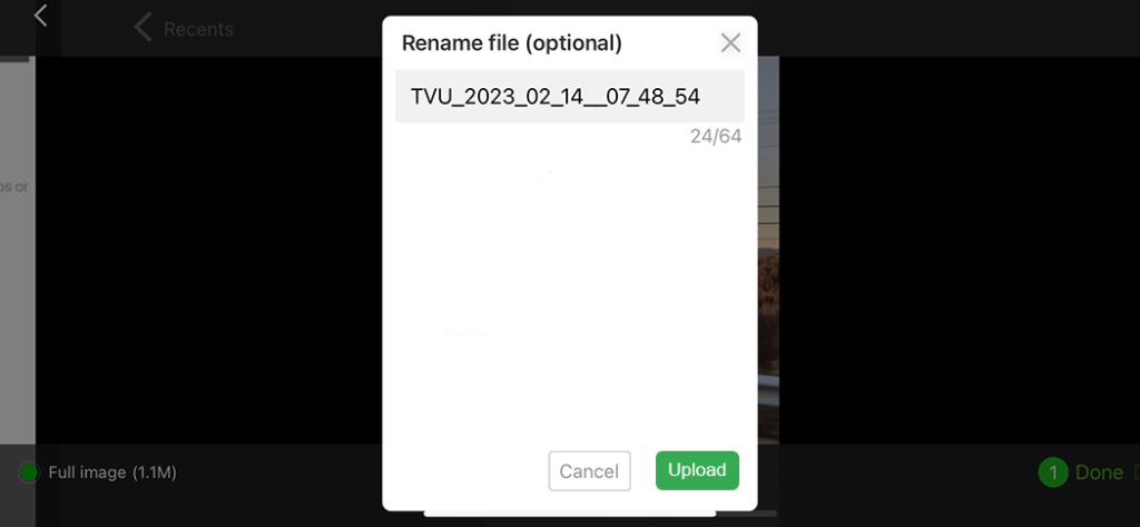 TVU Anywhere - Upload edit name or select receeiver