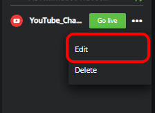 Editing a YouTube setting