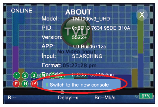 About - Switch to new console button