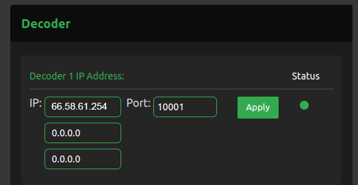 Decoder 1 setting