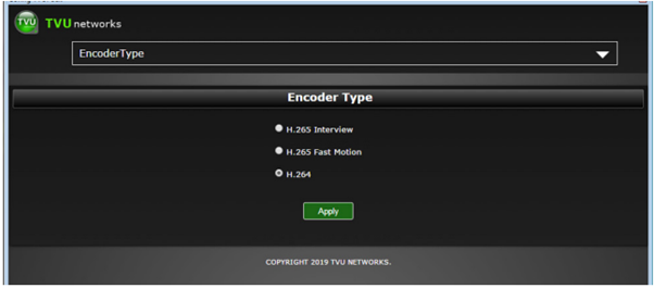 Encoder Type status panel