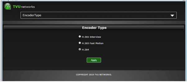 Encoder Type status panel