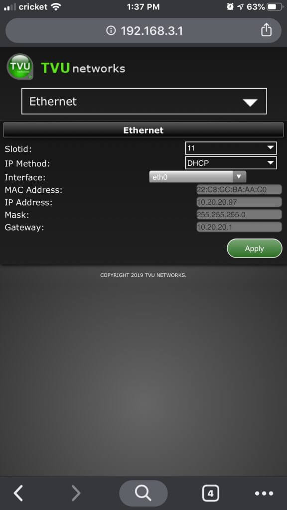 Ethernet setup and configuration