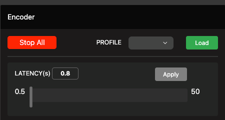 Latency settings panel