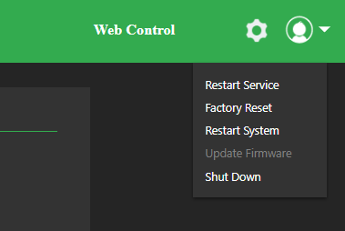 System settings drop-down menu