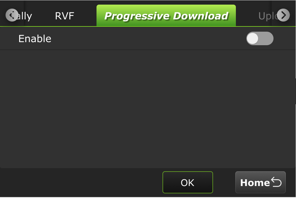 Progressive Download tab - Enable function