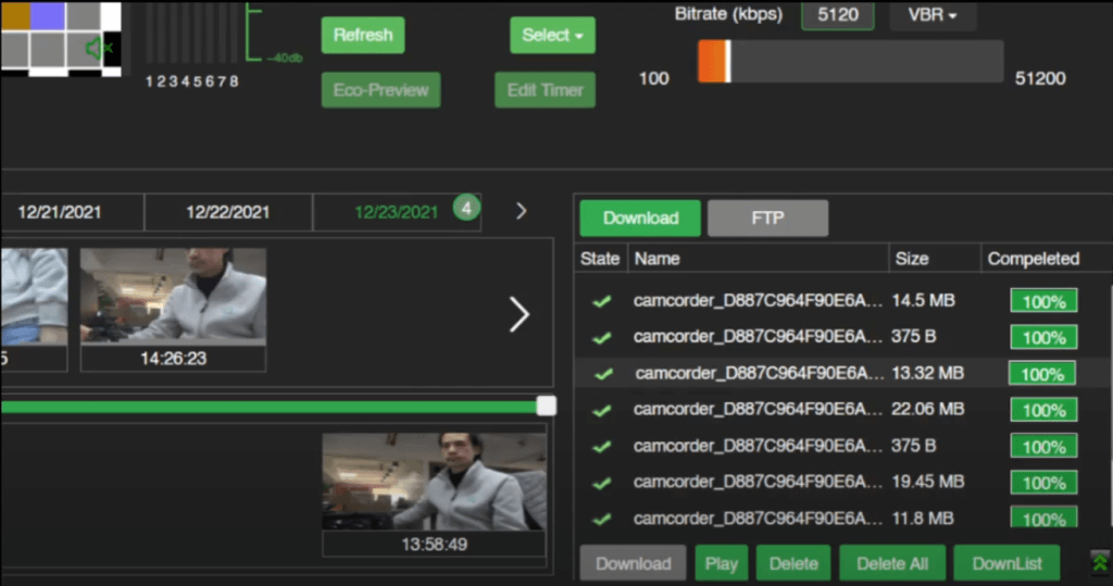 Receiver side downloads panel