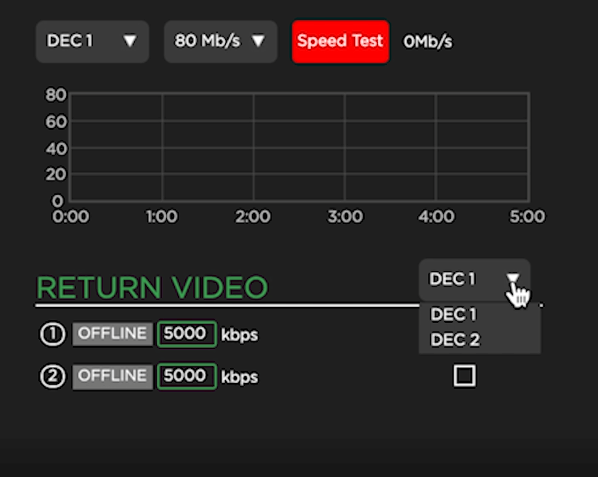 Return video feed menu