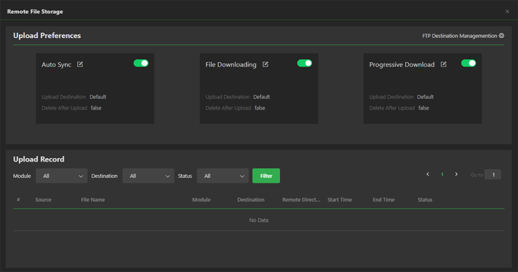 Services remote file storage window