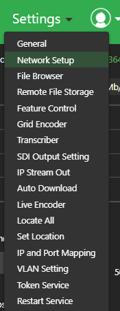 Settings Network setup