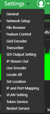 Settings menu