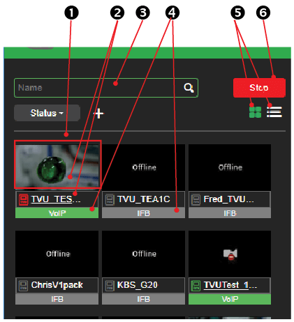 Source panel controls and functions