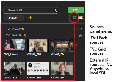 Source panel - select a source