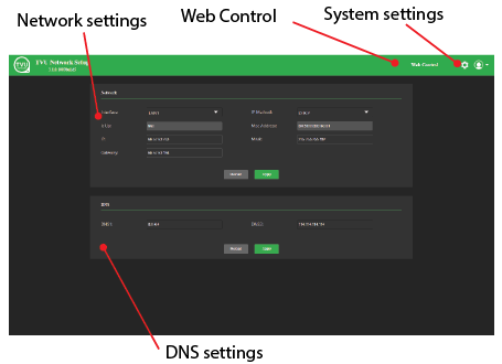 TVU Network Settings Web Interface